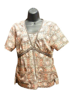 Los Angeles Rose Women's Floral Mandalas Scrub Top - Size XS - JC353